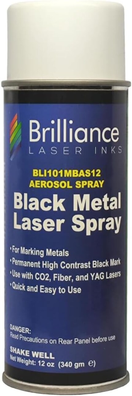 Aerosol Black Laser Ink for Metals Marking 12 Oz - CO2 Laser - Fiber Laser - YAG, Durable, Permanent, High Contrast, Brilliance Laser Inks